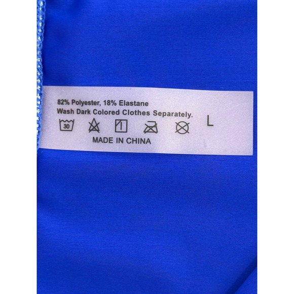 Blue Mesh Overlay Sleeveless Sheer Bodysuit Party Rave Festival Sz L - Picture 7 of 8